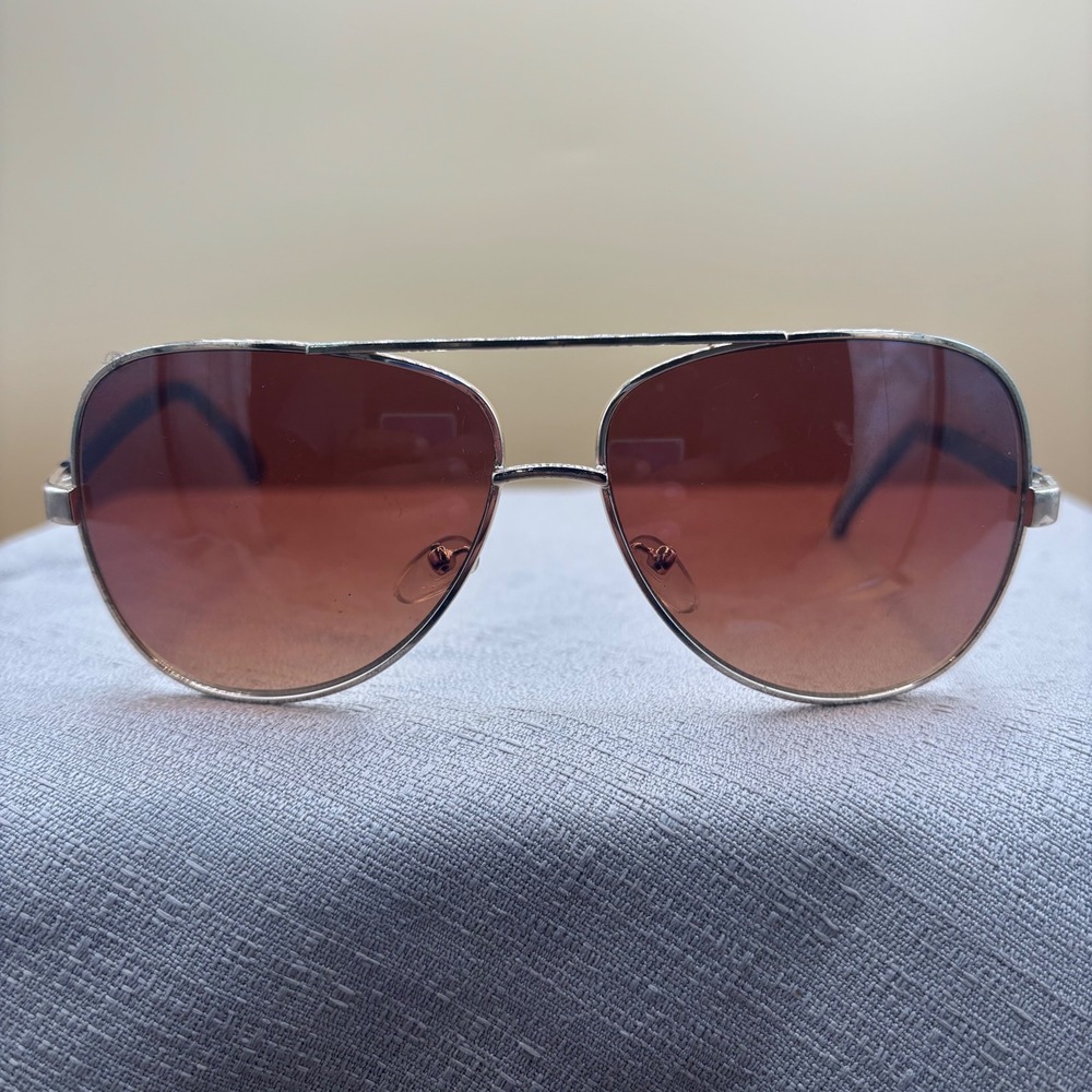 Silver Aviator Sunglasses Brown Gradient Lens Textured Arms 40301-174602-T05